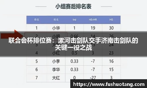 联合会杯排位赛：漯河击剑队交手济南击剑队的关键一役之战